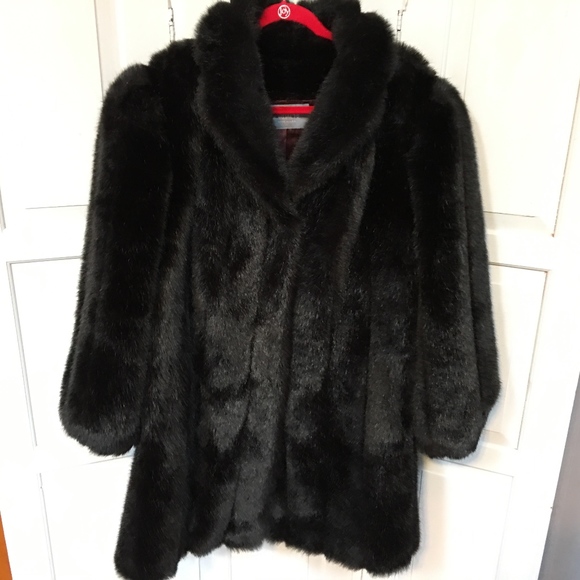 Jordache Jackets & Blazers - Vintage Jordache Black Faux Fur Coat